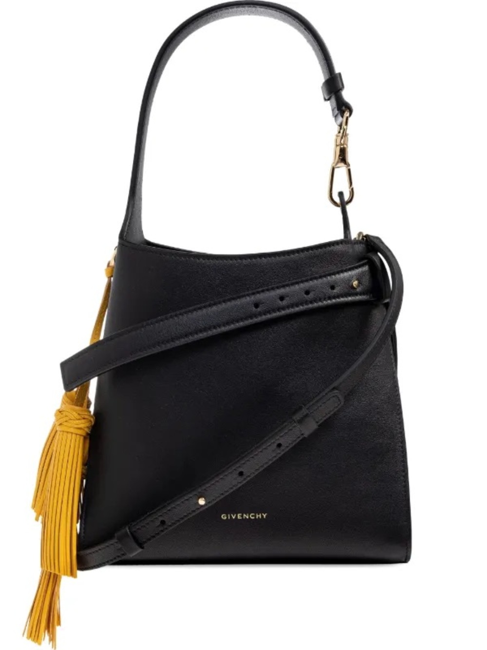 $2.7K GIVENCHY Yellow Tassel-embellished Black Leather Tote Handbag bag NWT